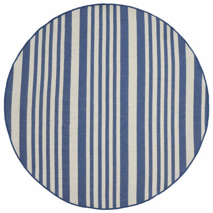 vidaXL In- and Outdoor Rug OLITE Natural and Navy Blue Ø 160cm 100% PP 4