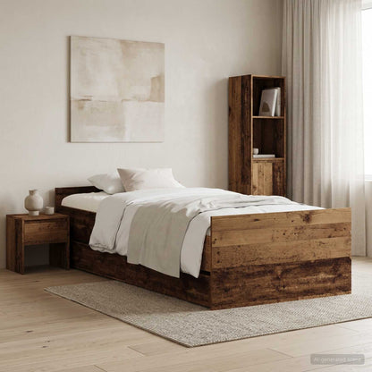 Bed Frame with Drawers without Mattress 100x200 cm Old wood