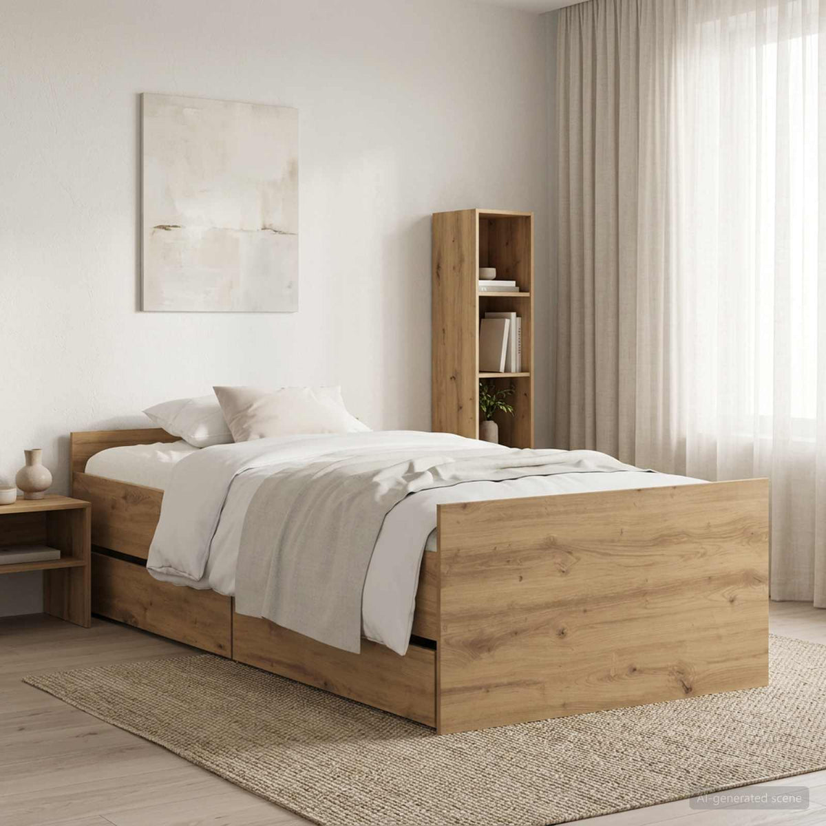 Bed Frame with Drawers without Mattress 100x200 cm Artisan oak