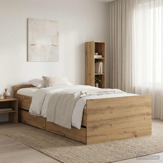 Bed Frame with Drawers without Mattress 100x200 cm Artisan oak