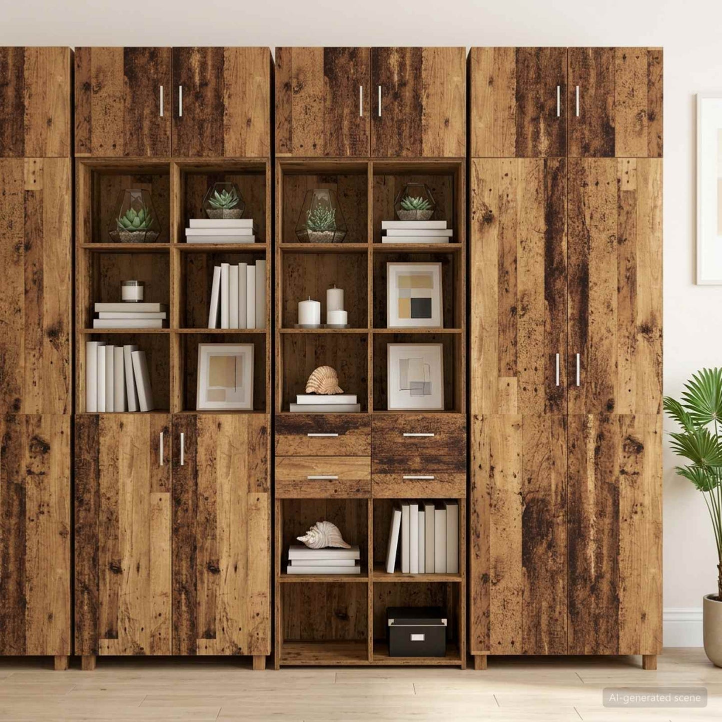 vidaXL Storage Cabinet with Shelves Old Wood 70 x 42.5 x 225 cm 4