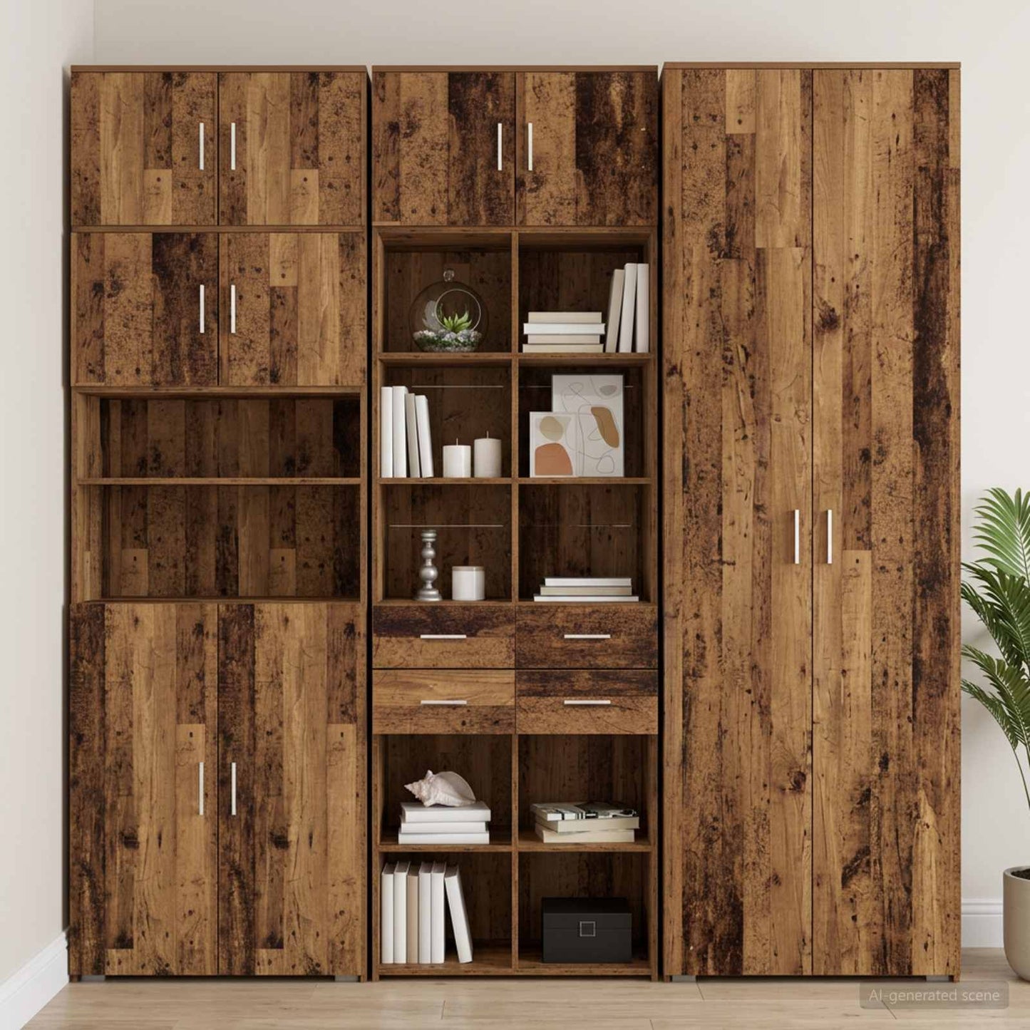 vidaXL Storage Cabinet with Shelves Old Wood 70 x 42.5 x 225 cm 1