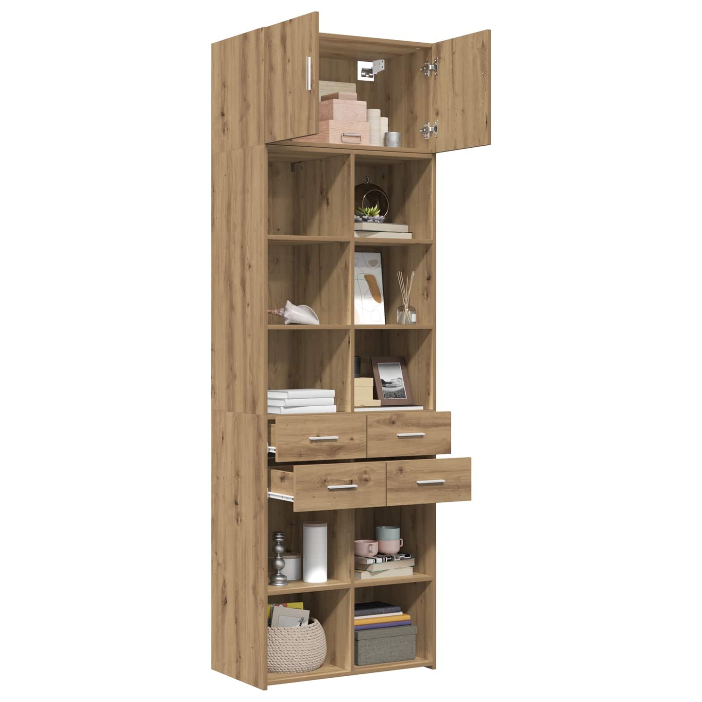 vidaXL Storage Cabinet with Shelves Artisan Oak 70 x 42.5 x 225 cm 3