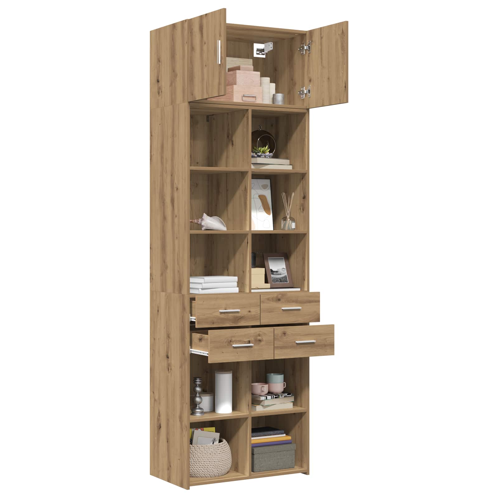 vidaXL Storage Cabinet with Shelves Artisan Oak 70 x 42.5 x 225 cm 3