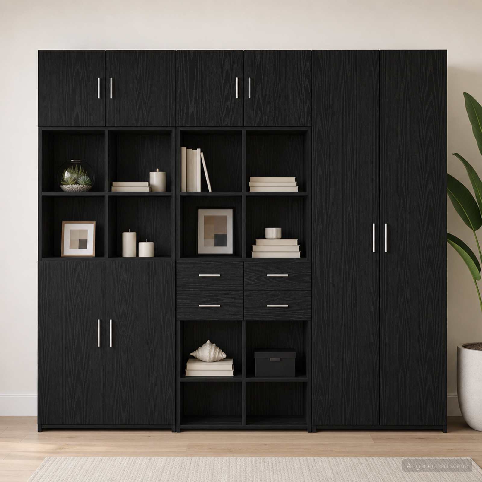 vidaXL Storage Cabinet with Shelves Black Oak 70 x 42.5 x 225 cm 1
