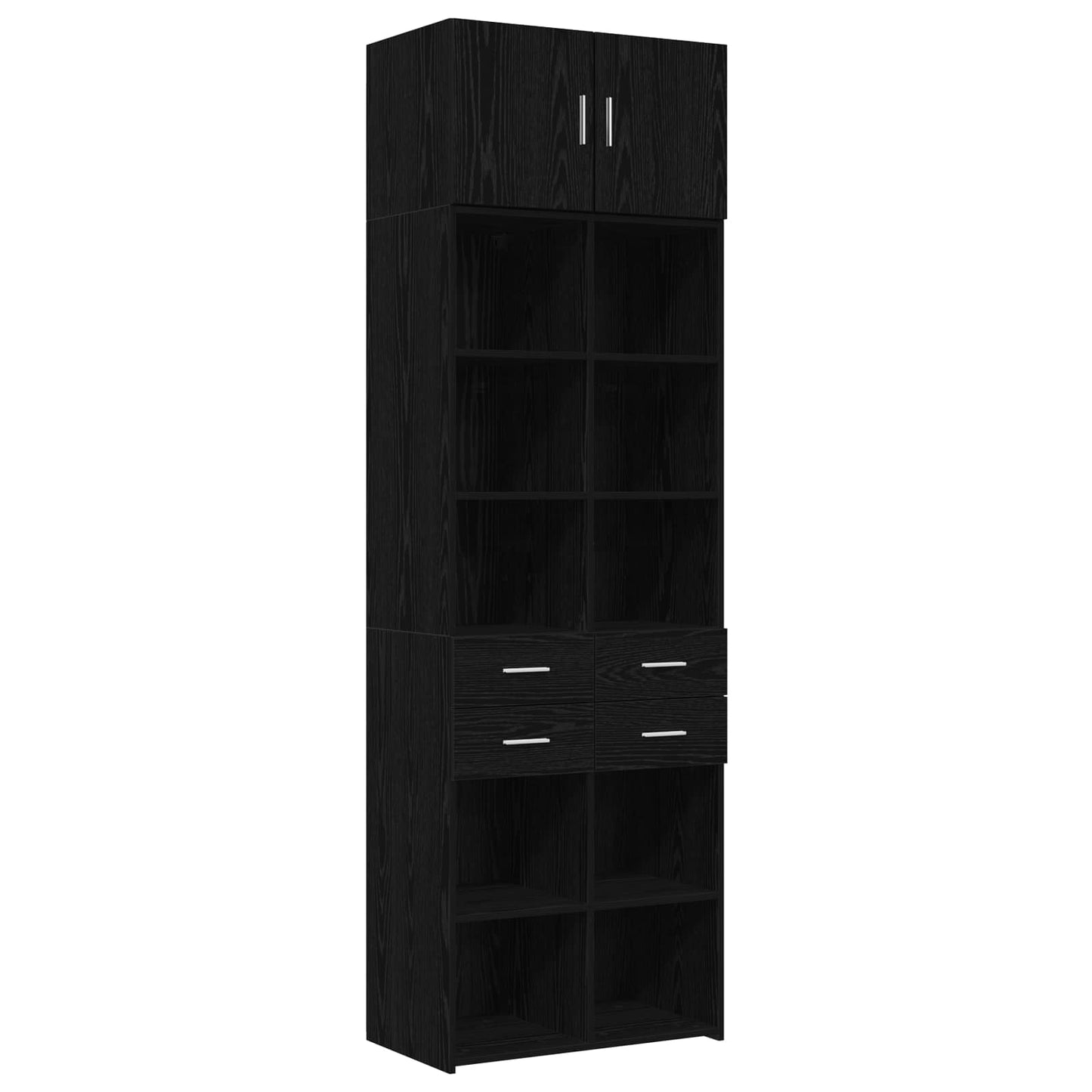 vidaXL Storage Cabinet with Shelves Black Oak 70 x 42.5 x 225 cm 2