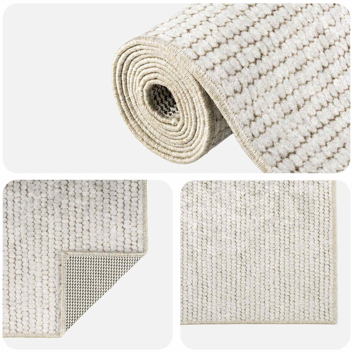 Rug 100% Polyester 3 mm Washable Cream 50 x 100 cm – 160 x 230 cm 80 x 200 cm