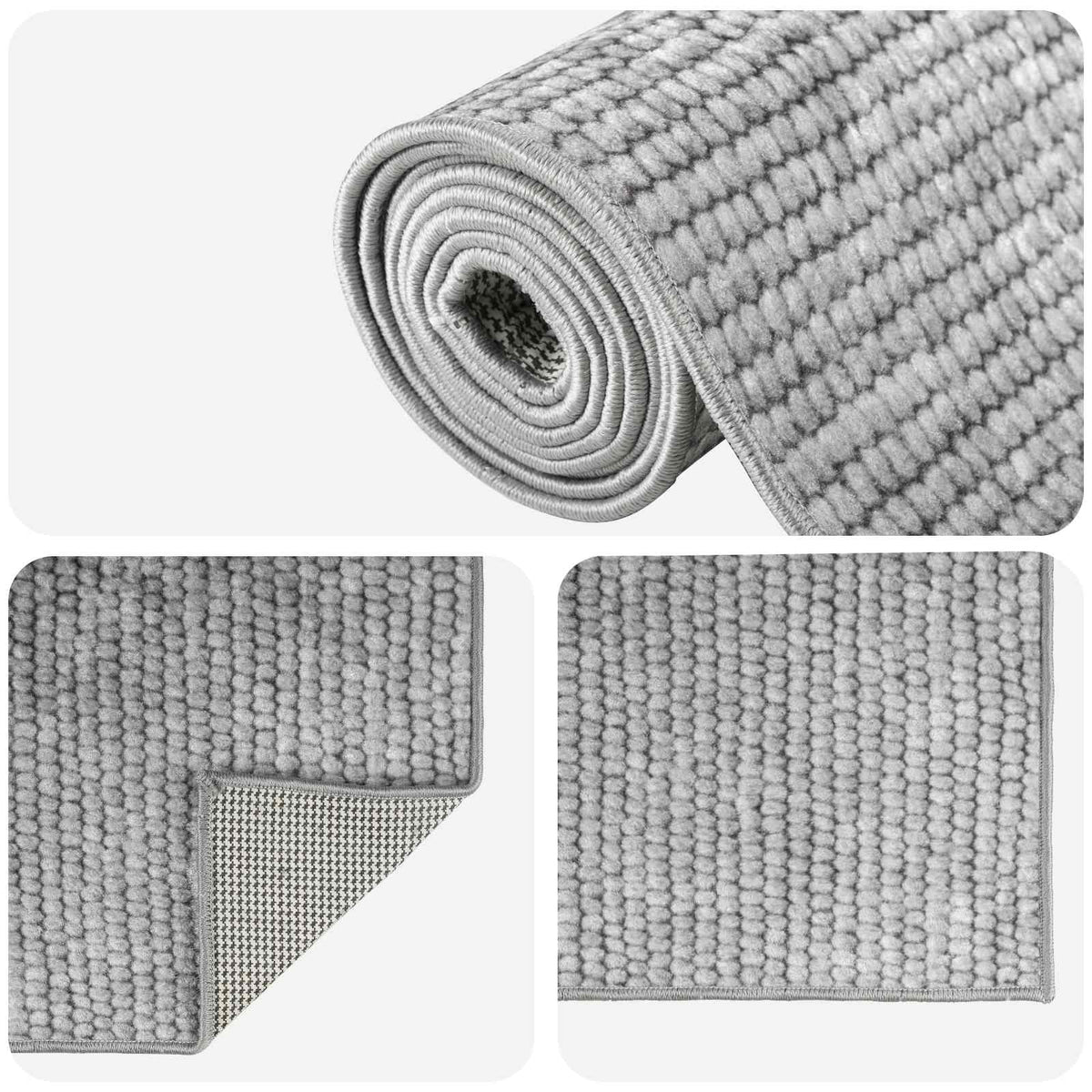 Rug 100% Polyester 3 mm Washable Grey 50 x 100 cm – 160 x 230 cm 80 x 200 cm