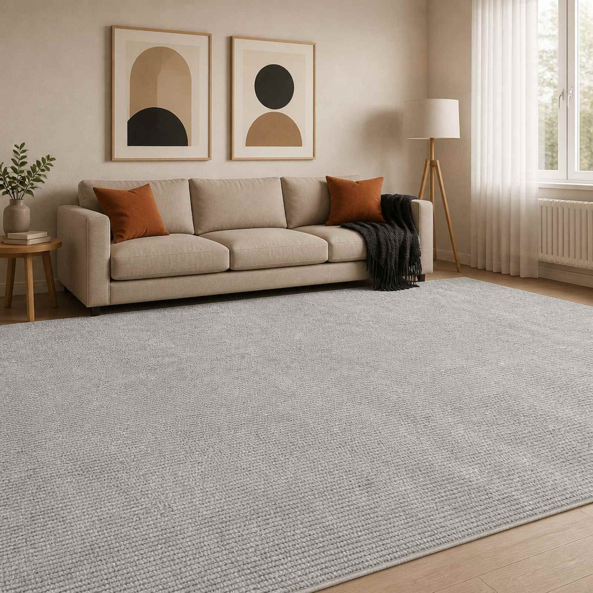 Rug 100% Polyester 3 mm Washable Grey 300 x 400 cm