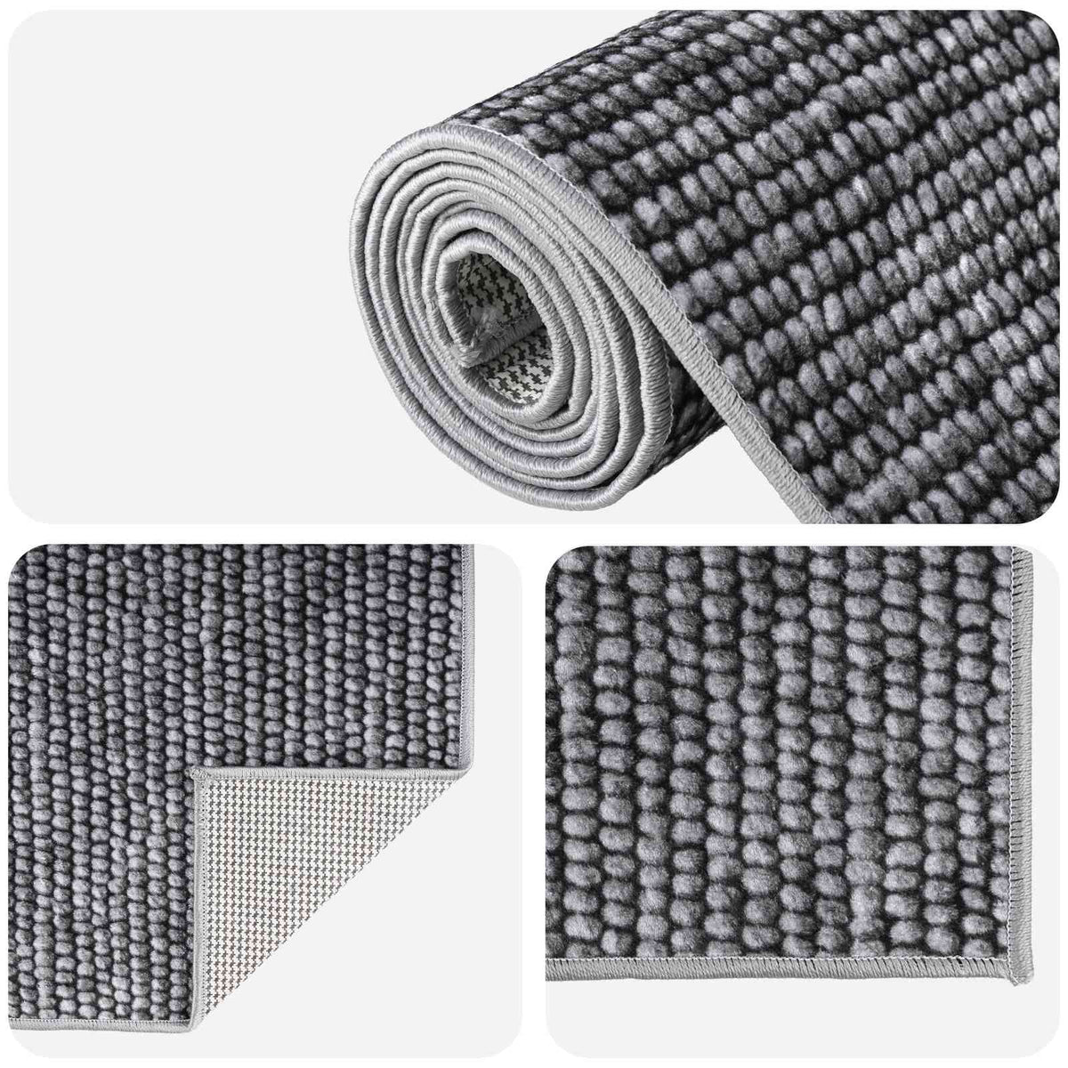 Rug 100% Polyester 3 mm Washable Anthracite 50 x 100 cm – 300 x 400 cm 80 x 200 cm