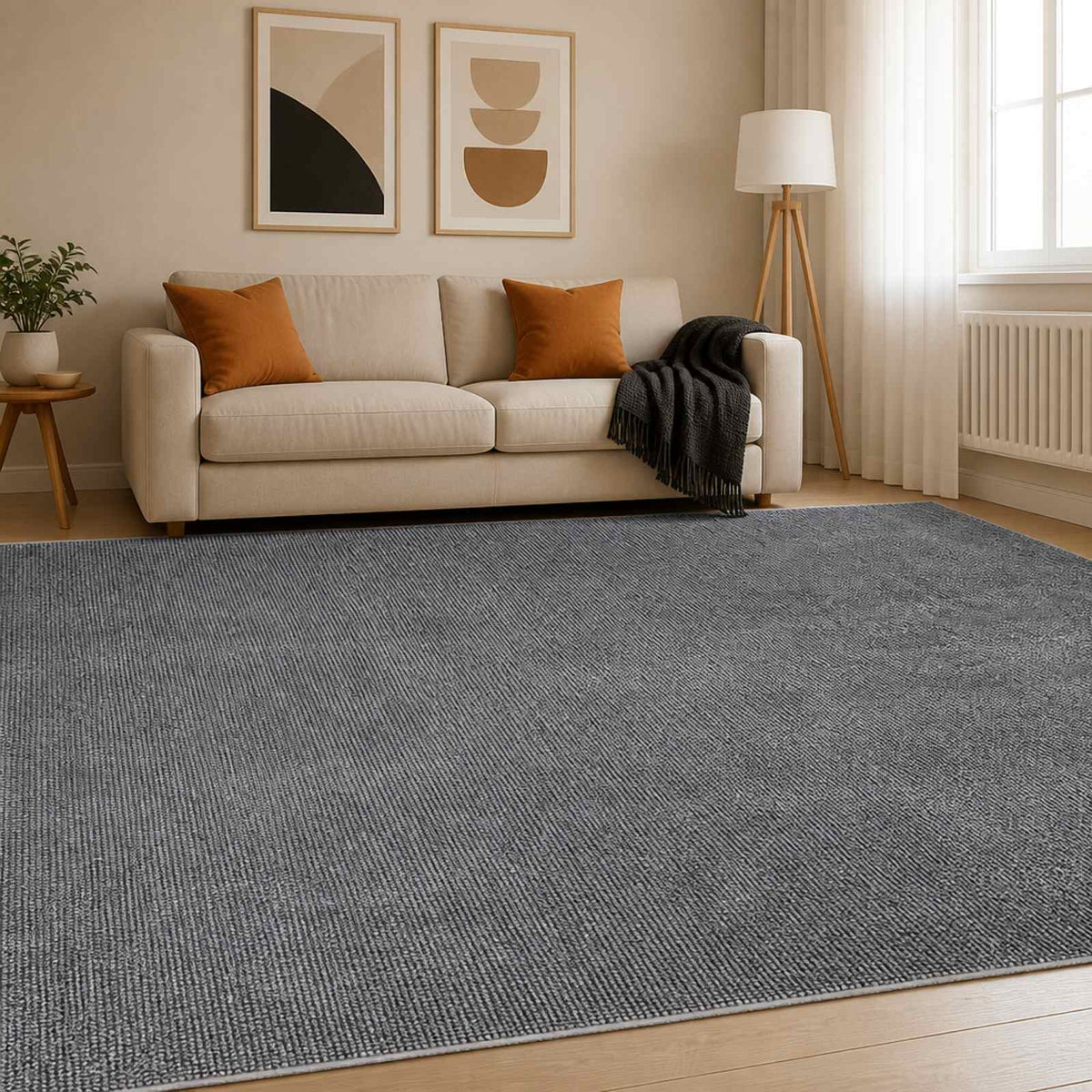 Rug 100% Polyester 3 mm Washable Anthracite 50 x 100 cm – 300 x 400 cm 300 x 400 cm