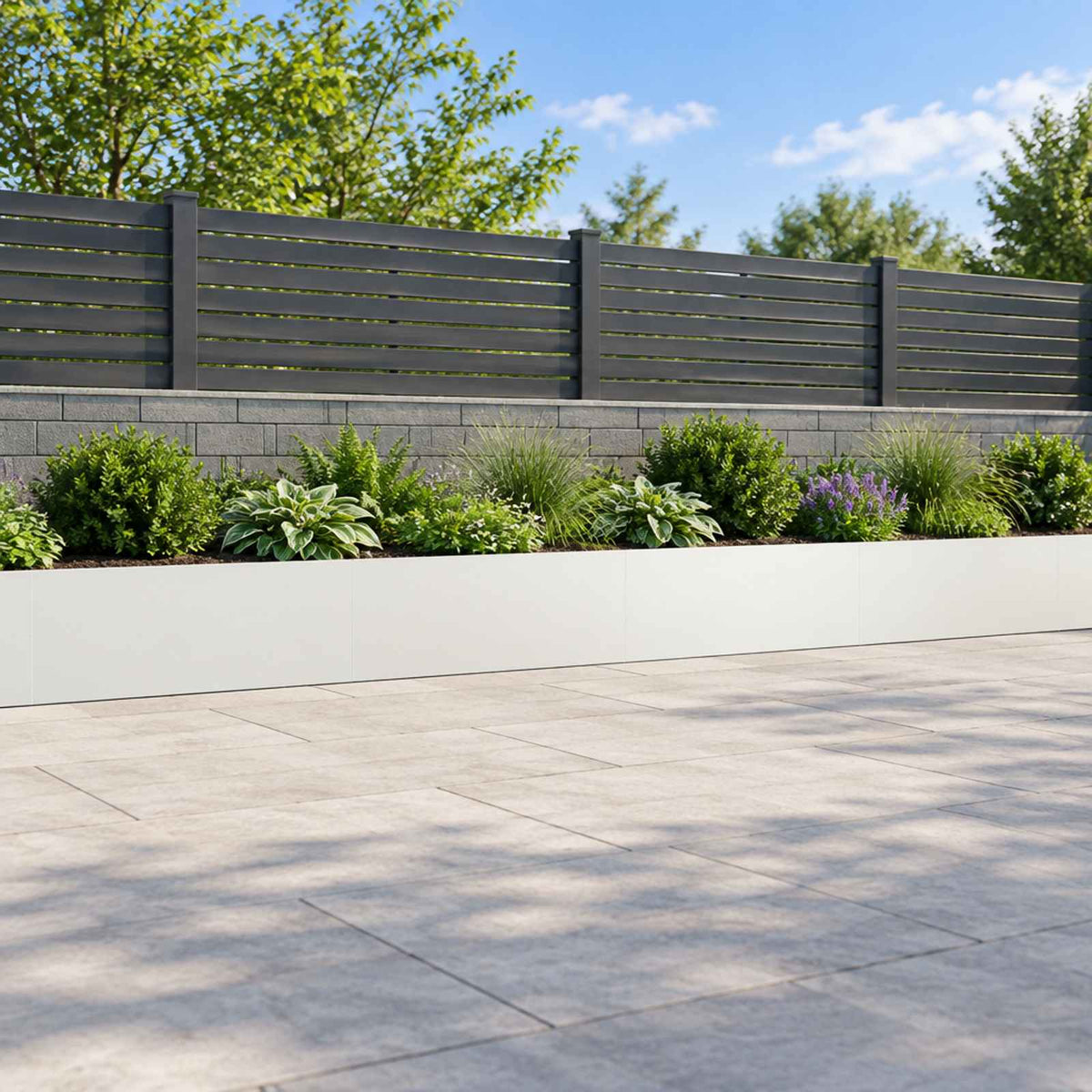 Retaining Wall 100 x 12 x 50 cm Steel Height 50 cm 4 Width 100 cm White