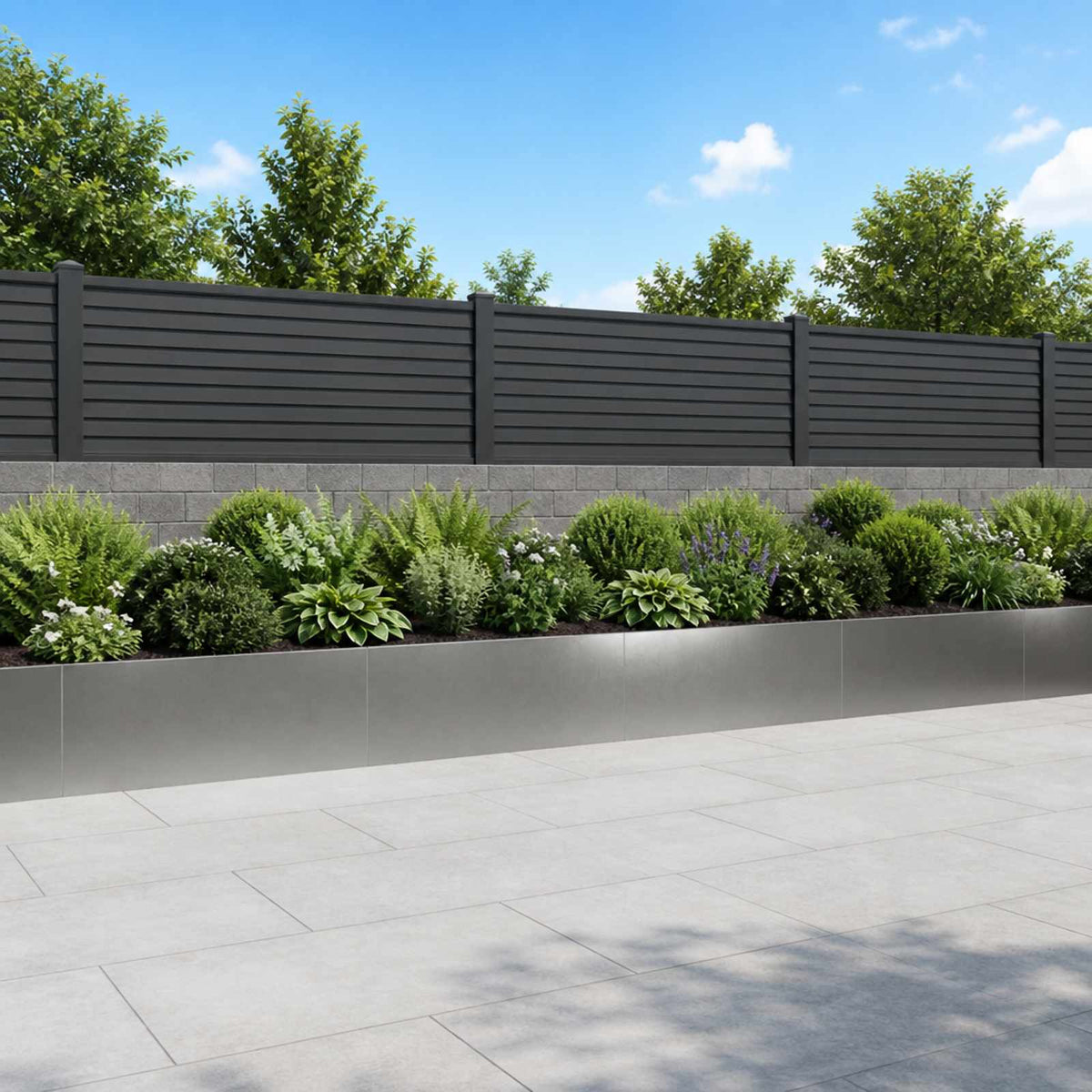 vidaXL Retaining Wall 4 pcs 100 x 12 x 30 cm Stainless Steel Silver 1