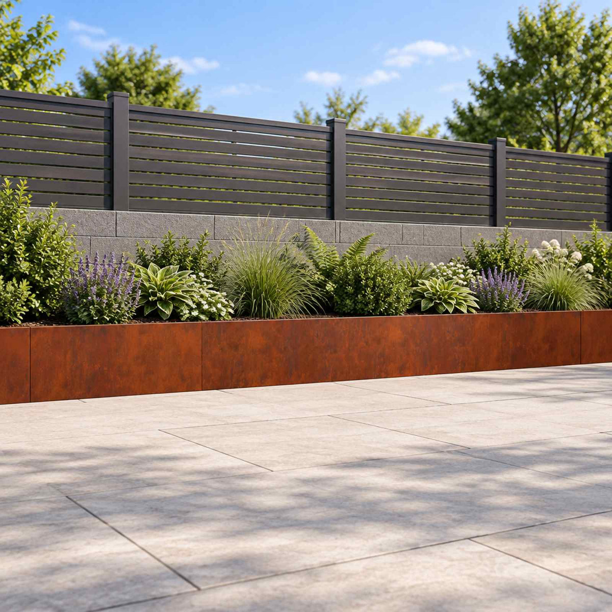 Retaining Wall 100 x 12 x 50 cm Steel Height 50 cm 4 Width 100 cm Weathering steel