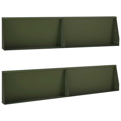 Retaining Wall 100 x 12 x 50 cm Steel Height 50 cm 4 Width 100 cm Olive green