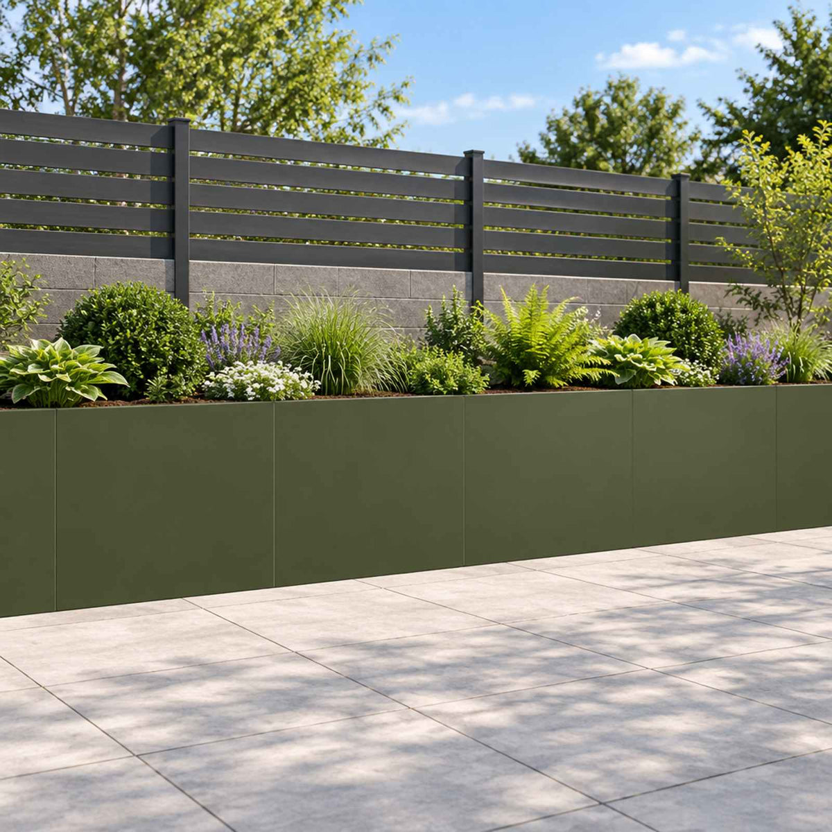 Retaining Wall 40 x 12 x 50 cm Steel 4 pcs Olive green