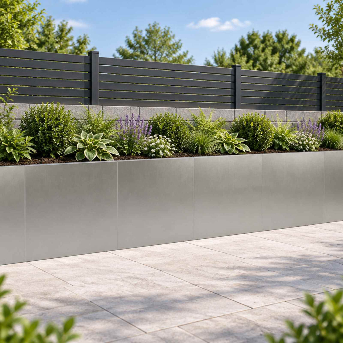 Retaining Wall 40 x 12 x 50 cm Steel 4 pcs Stainless steel