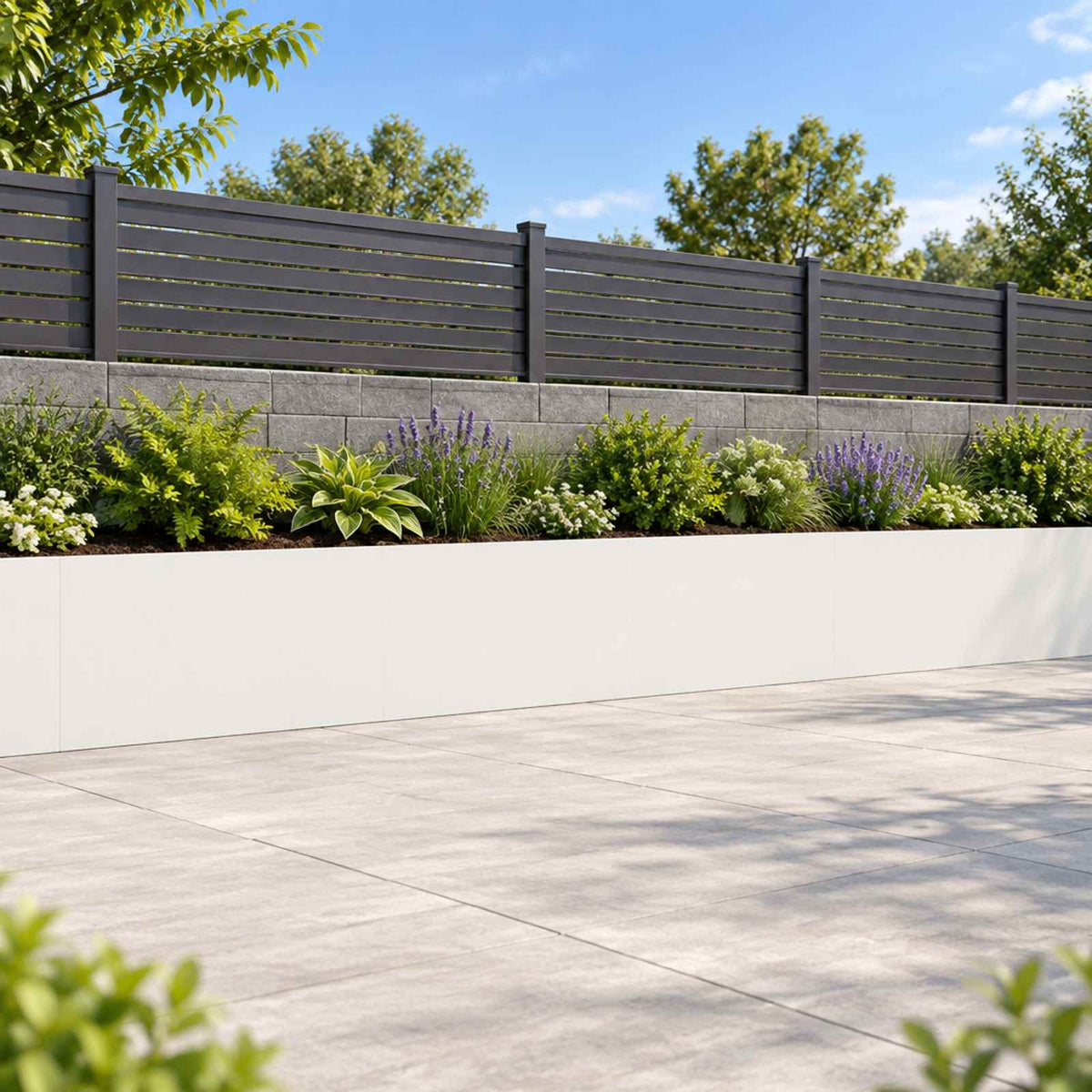 Retaining Wall 60 x 12 x 40 cm Steel 4 pcs White