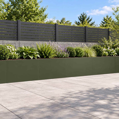 Retaining Wall 60 x 12 x 30 cm Steel 4 pcs Olive green
