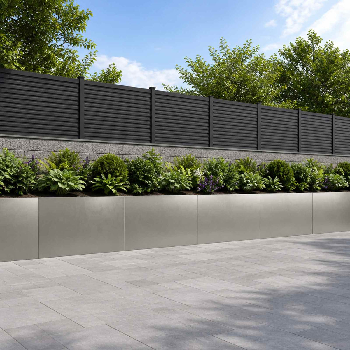 vidaXL Retaining Wall 4 pcs 60 x 12 x 50 cm Stainless Steel Silver 1
