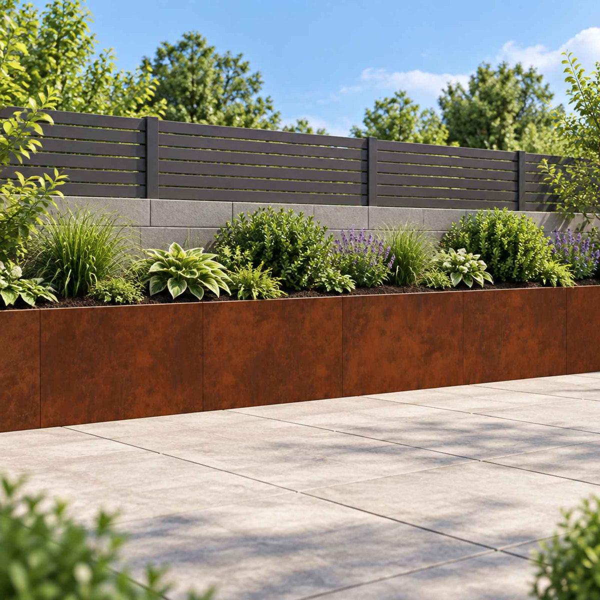 Retaining Wall 60 x 12 x 40 cm Steel 4 pcs Weathering steel