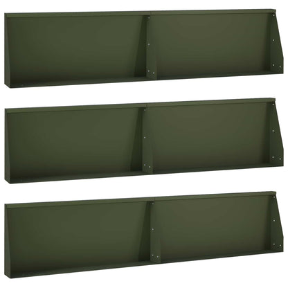 vidaXL Retaining Wall 6 pcs 100 x 12 x 40 cm Steel Olive Green 2