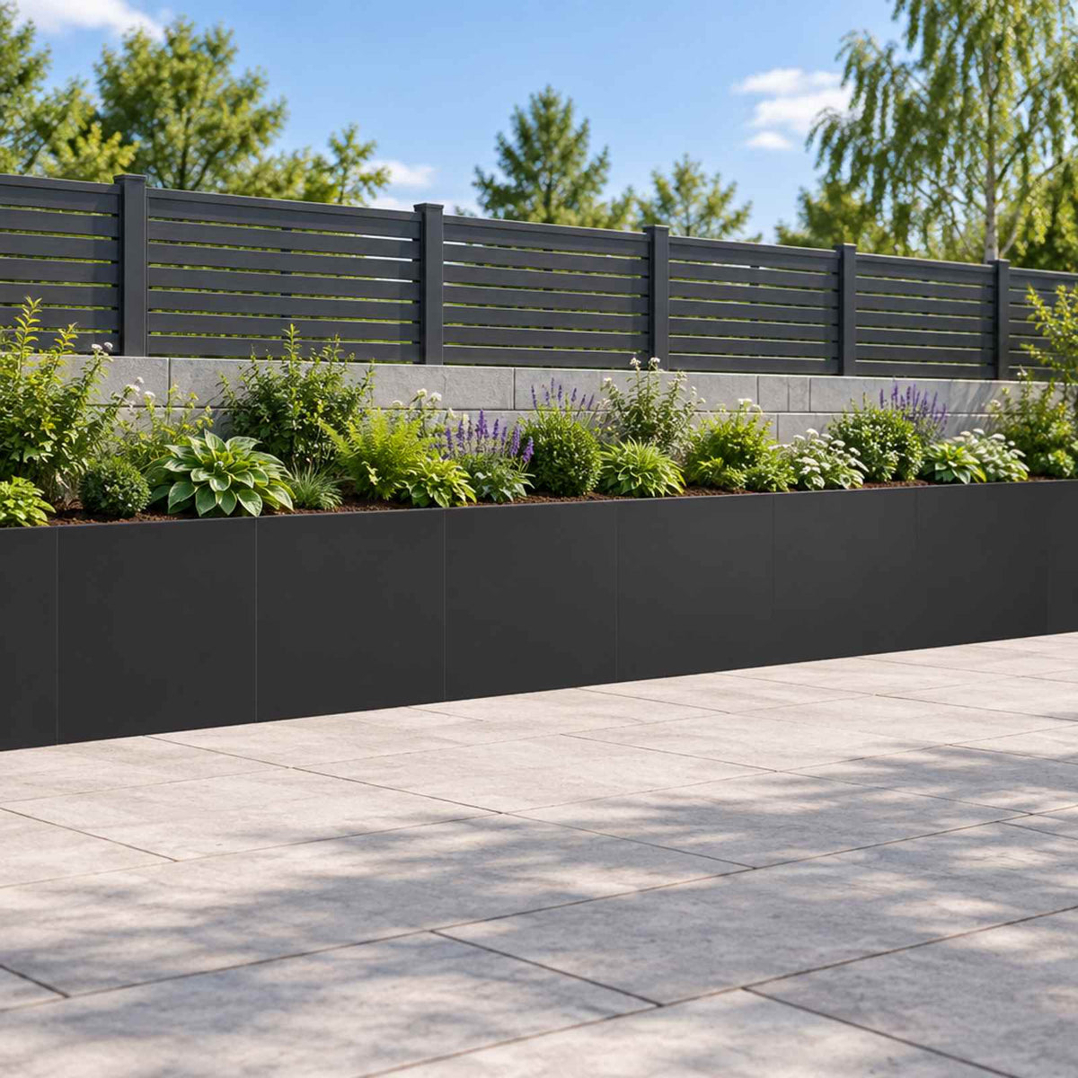 Retaining Wall 40 x 12 x 30 cm Steel 6 pcs Black