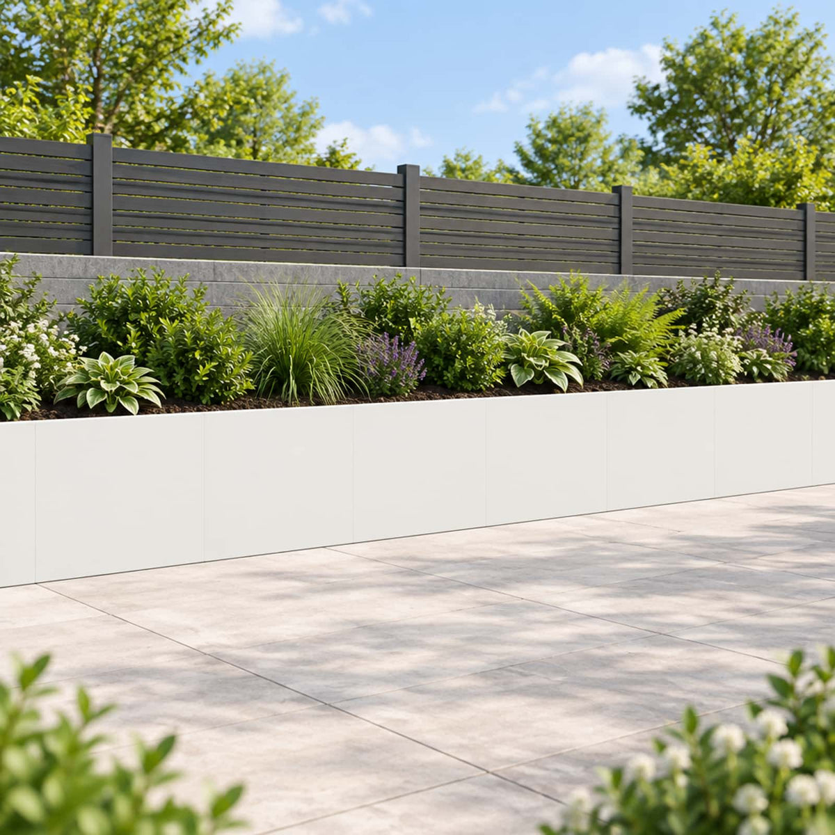 Retaining Wall 40 x 12 x 40 cm Steel 6 pcs White