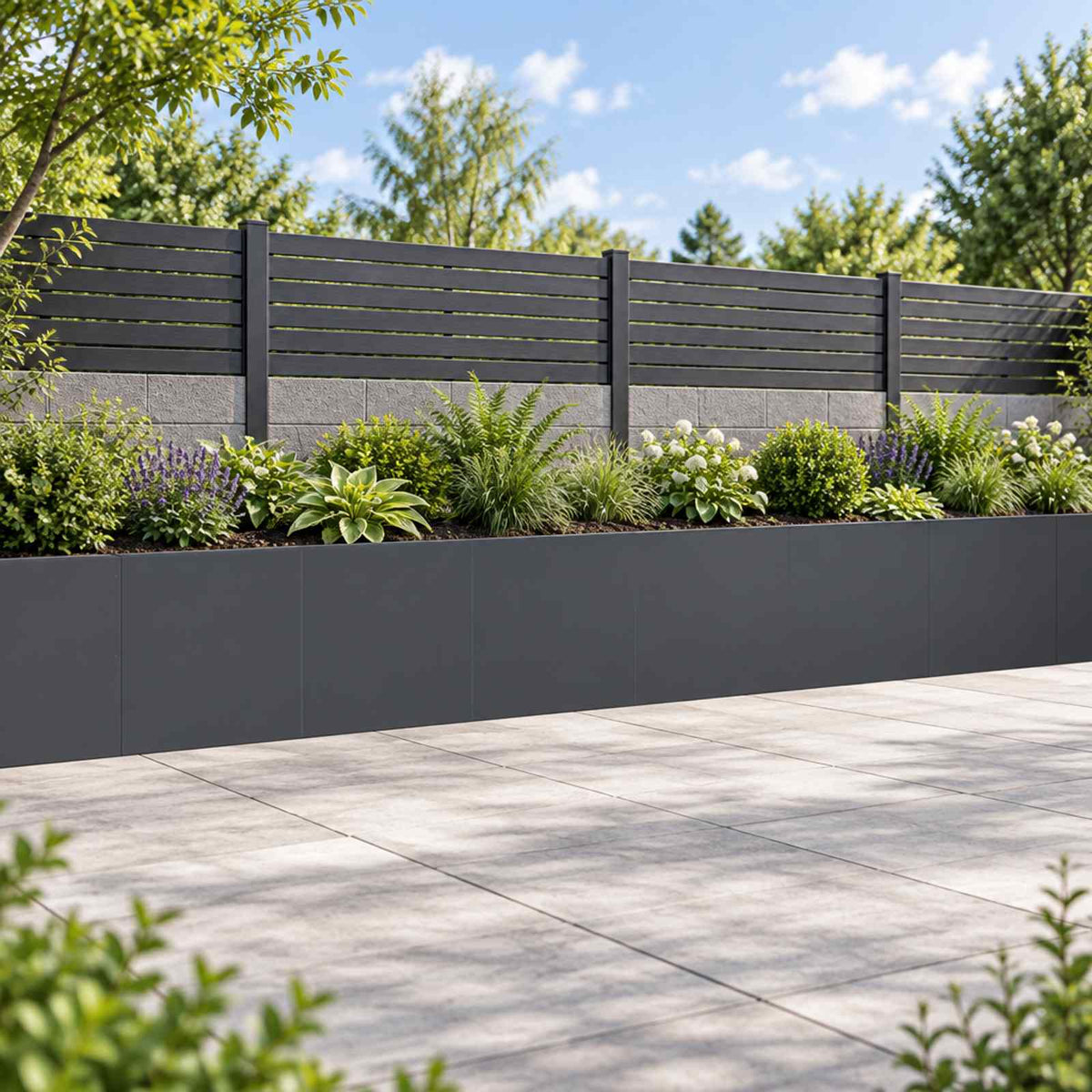 Retaining Wall 40 x 12 x 30 cm Steel 6 pcs Anthracite