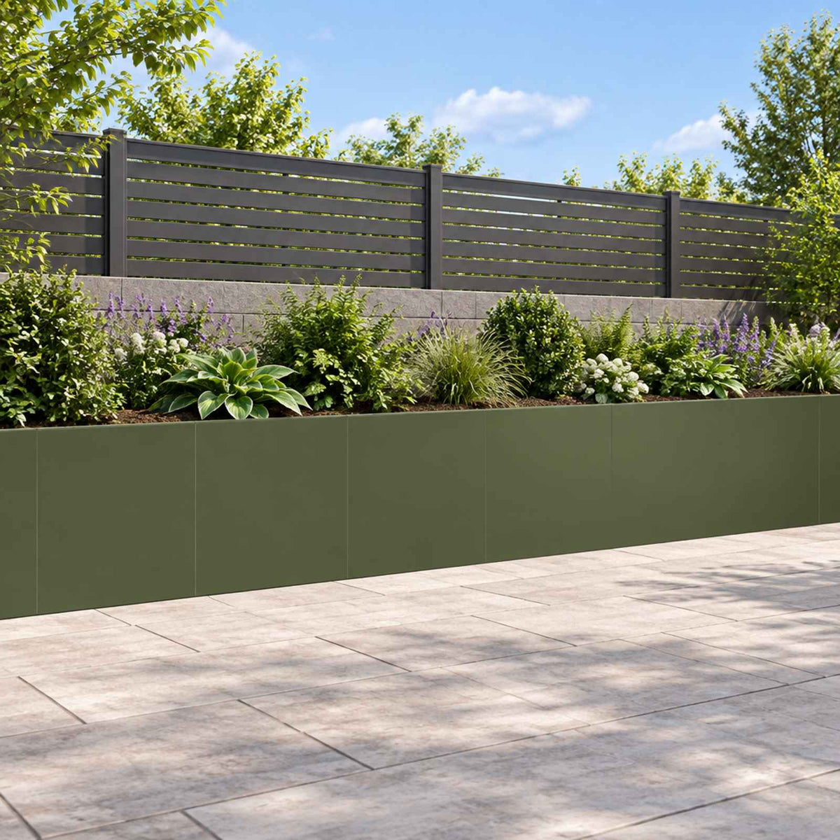 Retaining Wall 40 x 12 x 30 cm Steel 6 pcs Olive green