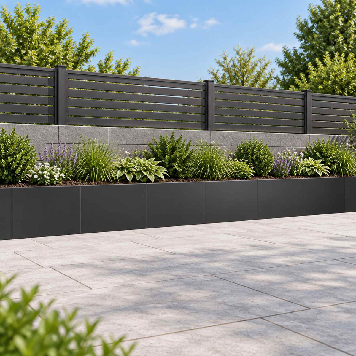 Retaining Wall 60 x 12 x 50 cm Steel Height 50 cm 6 Width 60 cm Black