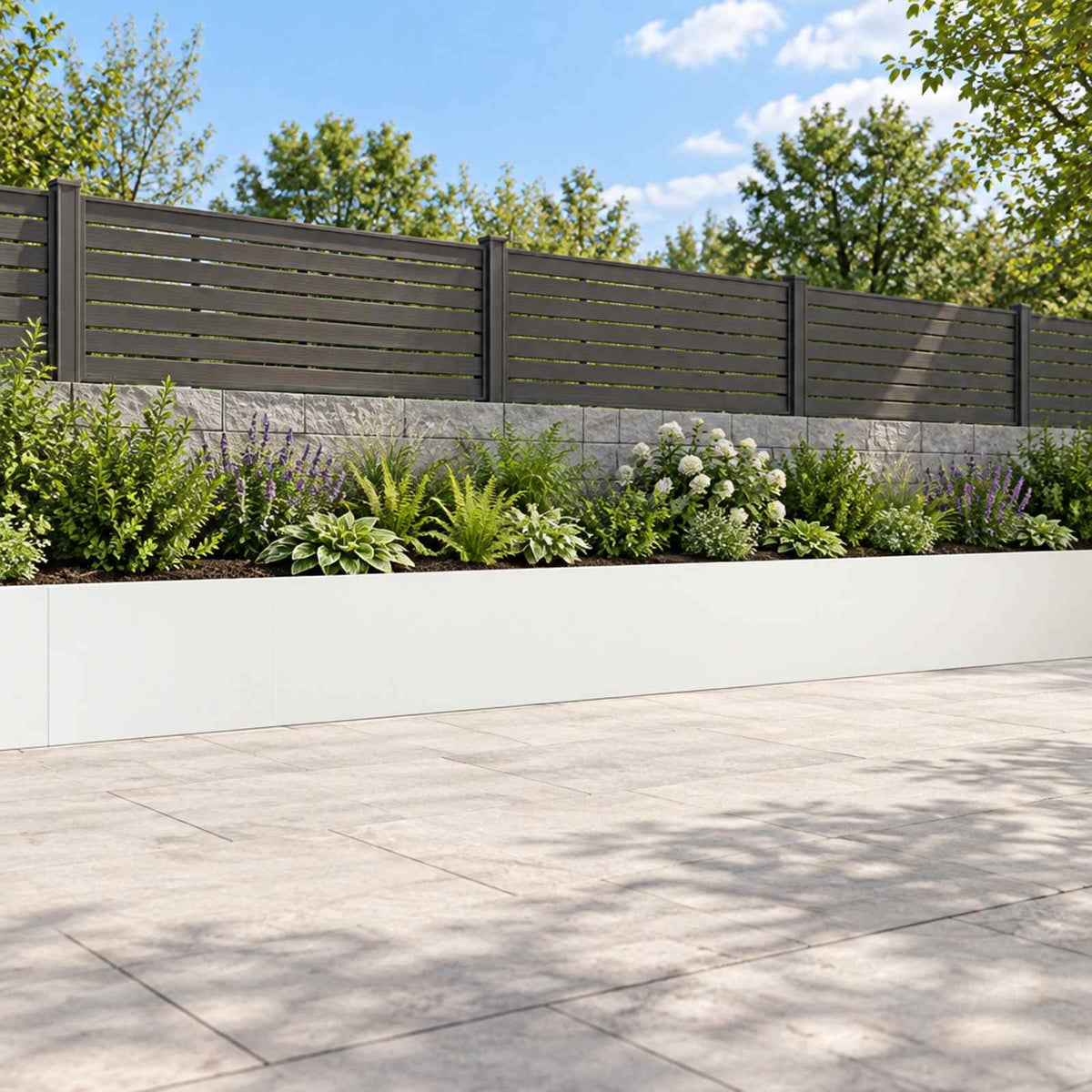 Retaining Wall 60 x 12 x 50 cm Steel Height 50 cm 6 Width 60 cm White