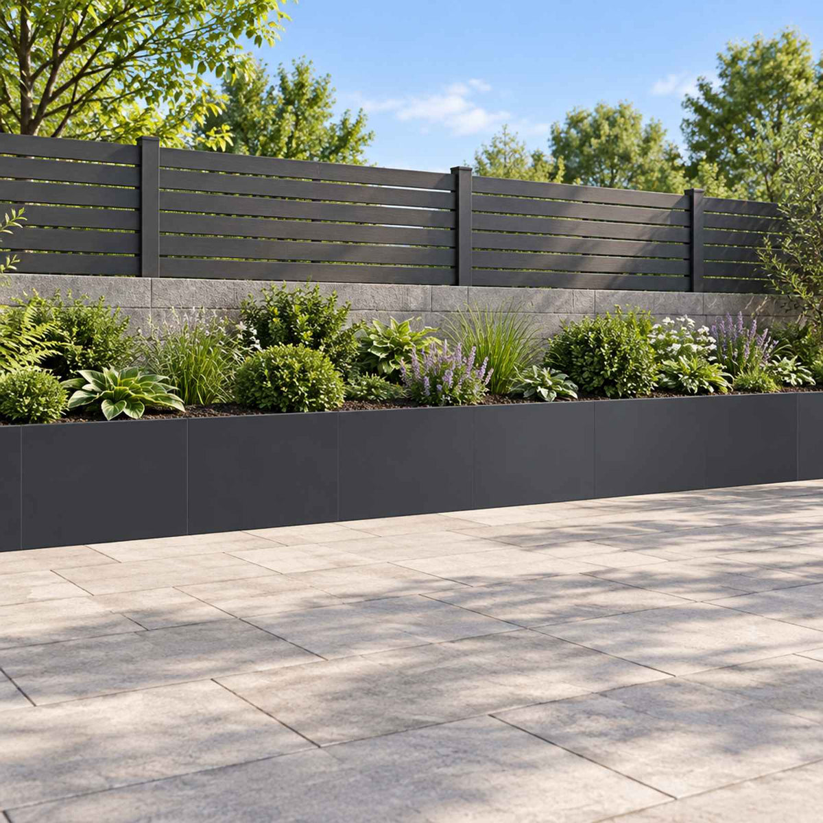 Retaining Wall 60 x 12 x 50 cm Steel Height 50 cm 6 Width 60 cm Anthracite