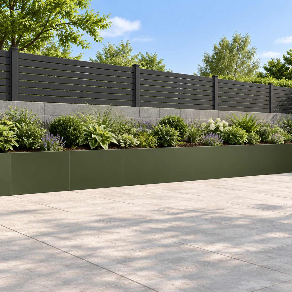 Retaining Wall 60 x 12 x 40 cm Steel 6 pcs Olive green