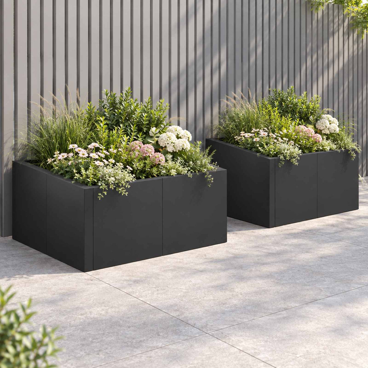 Retaining Wall 4 pcs 100 x 100 x 50 cm Steel Width 100 cm Height 50 cm Black