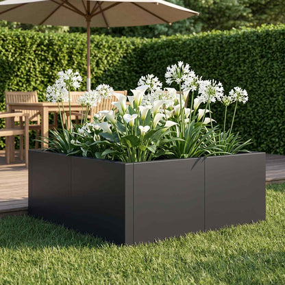 Retaining Wall 4 pcs 100 x 100 x 50 cm Steel Width 100 cm Height 50 cm Black