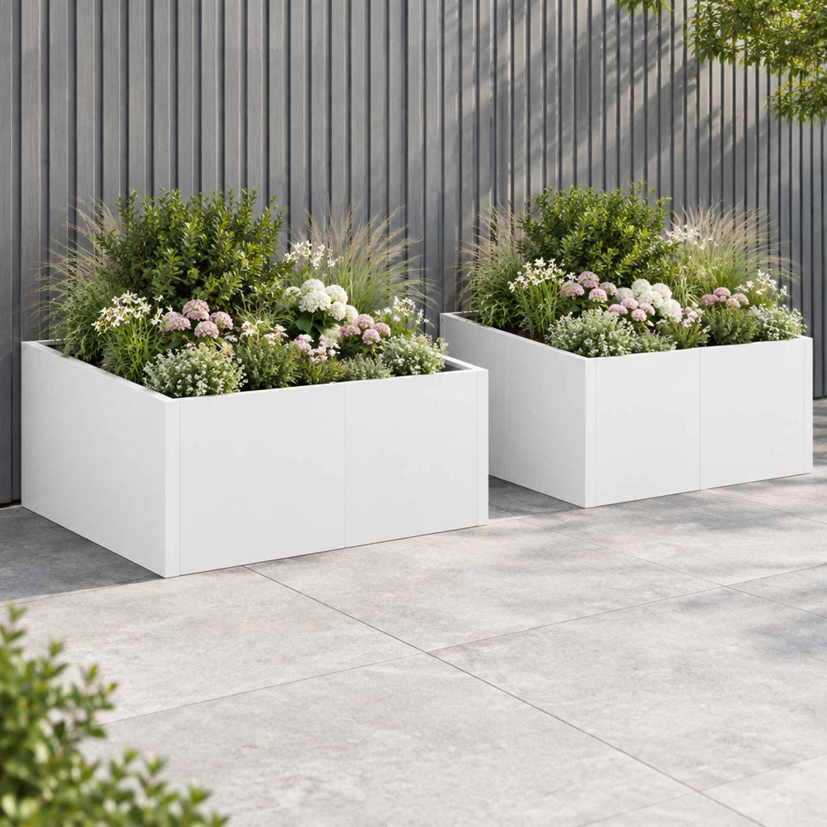 Retaining Wall 4 pcs 100 x 100 x 50 cm Steel Width 100 cm Height 50 cm White