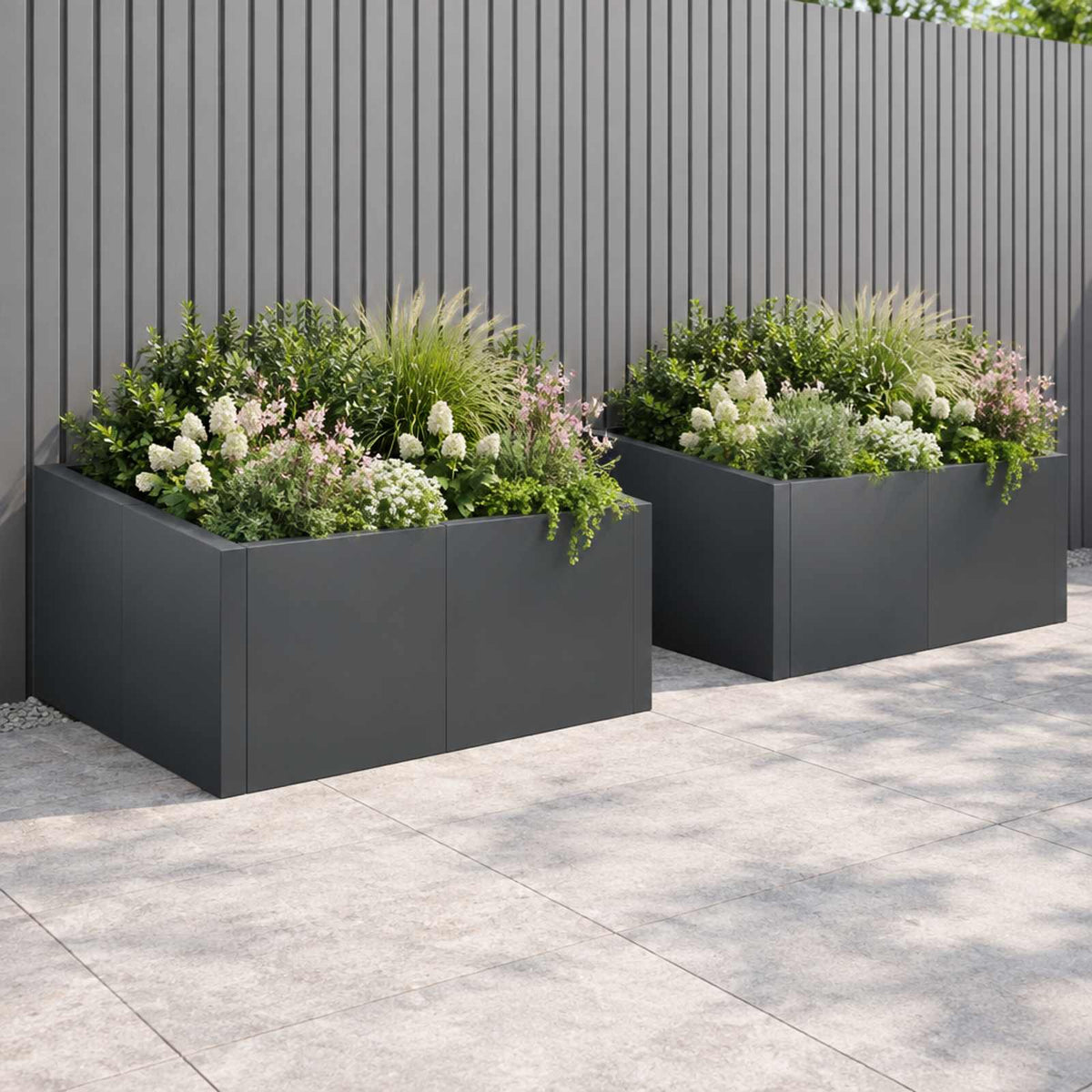 Retaining Wall 4 pcs 100 x 100 x 50 cm Steel Width 100 cm Height 50 cm Anthracite