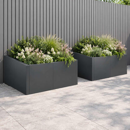 Retaining Wall 4 pcs 100 x 100 x 50 cm Steel Width 100 cm Height 50 cm Anthracite