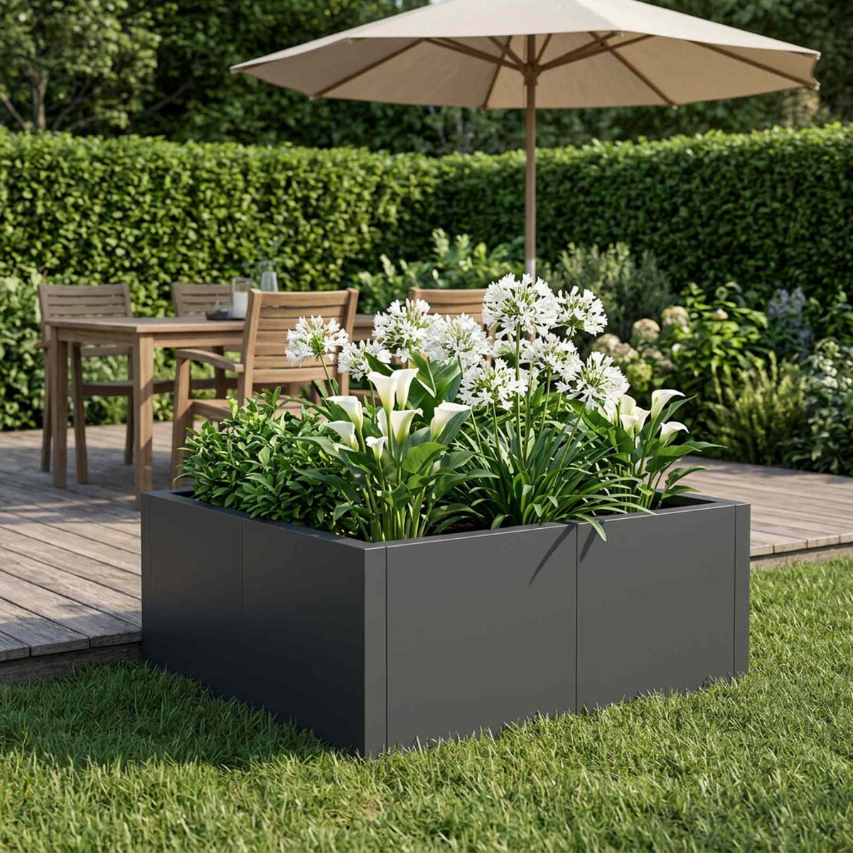 Retaining Wall 4 pcs 100 x 100 x 50 cm Steel Width 100 cm Height 50 cm Anthracite