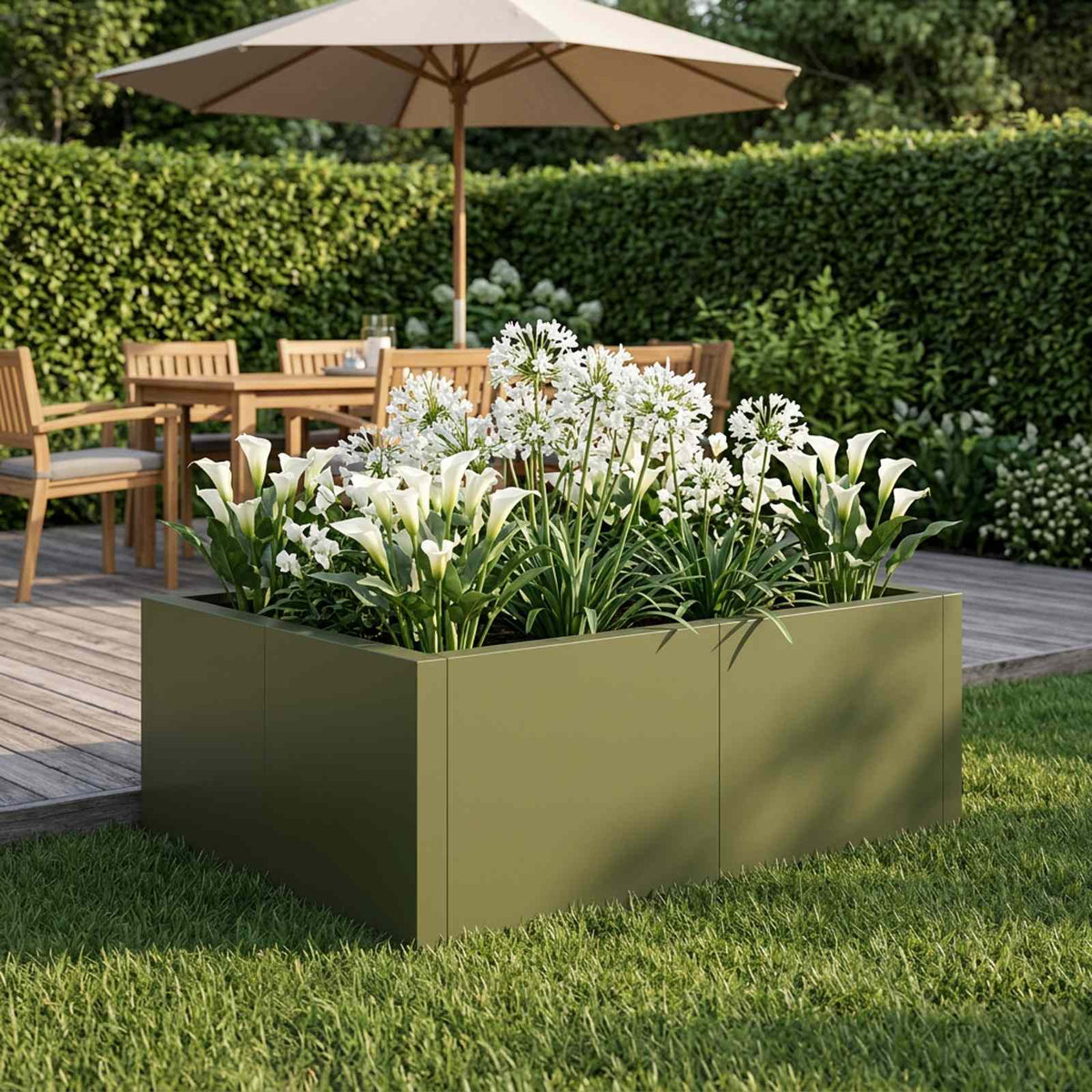 Retaining Wall 4 pcs 100 x 100 x 50 cm Steel Width 100 cm Height 50 cm Olive green