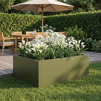 Retaining Wall 4 pcs 100 x 100 x 40 cm Steel Olive green