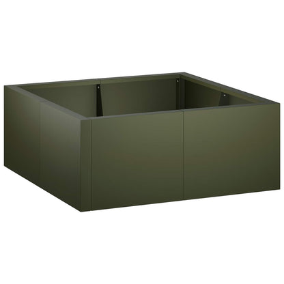 Retaining Wall 4 pcs 100 x 100 x 40 cm Steel Olive green