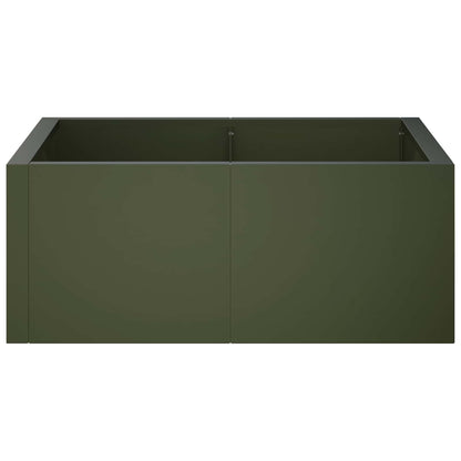 Retaining Wall 4 pcs 100 x 100 x 40 cm Steel Olive green