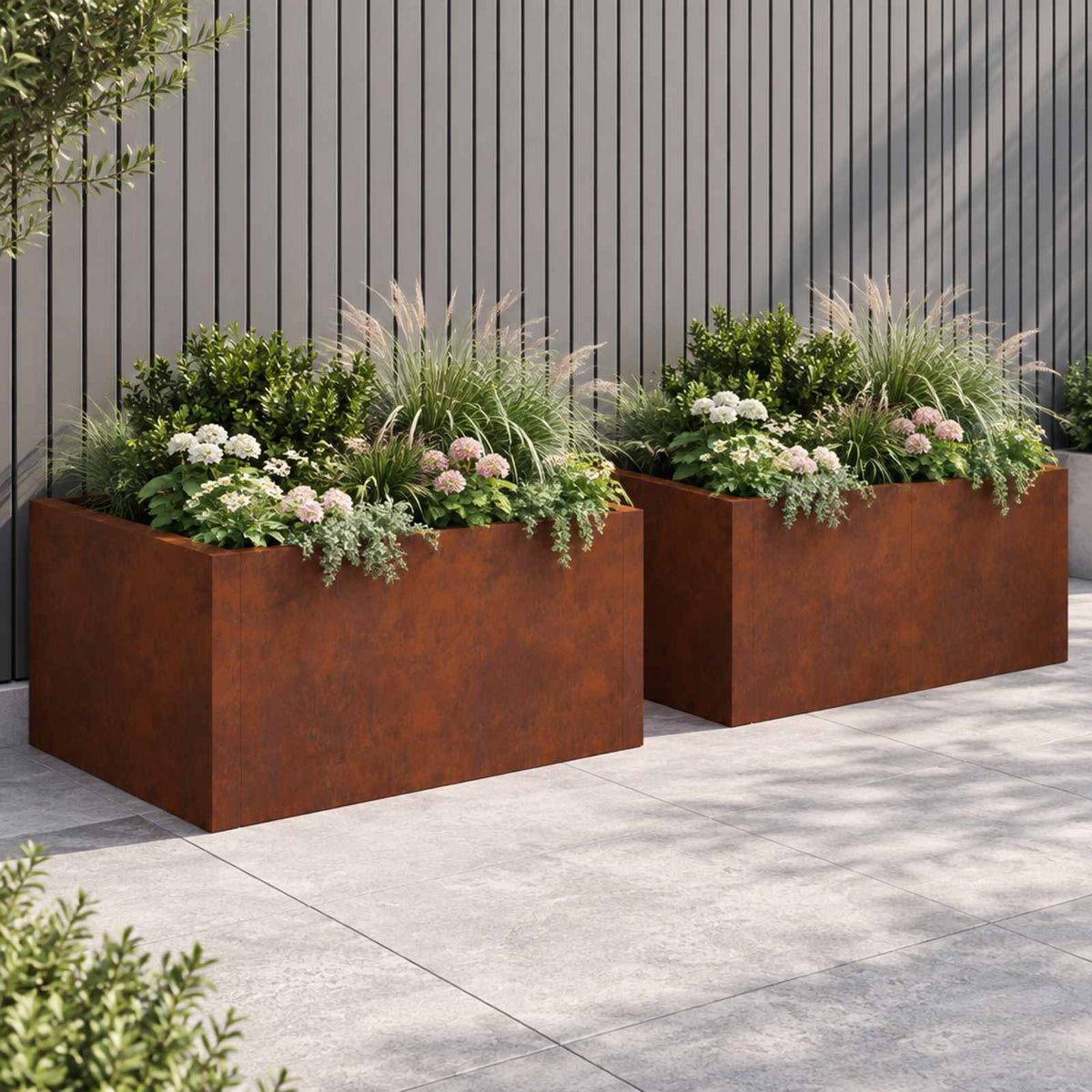 Retaining Wall 4 pcs 100 x 100 x 40 cm Steel Weathering steel