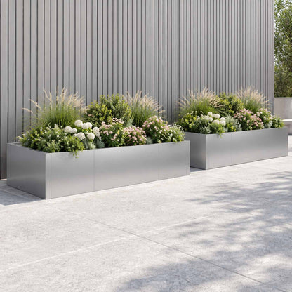 vidaXL Retaining Wall 6 pcs 200 x 100 x 40 cm Galvanised Steel Silver 3