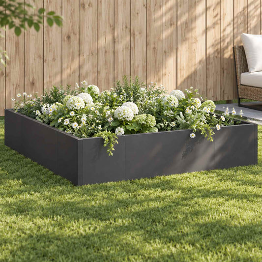 Retaining Wall 8 pcs 300 x 100 x 30 cm Steel Width 300 cm Height 30 cm Black