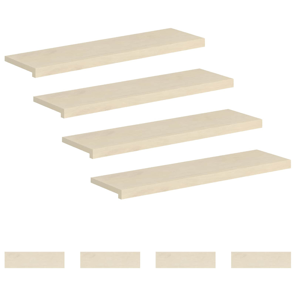 vidaXL Stair Tread 8 pcs 100 x 30 x 2 cm White Solid Oak Wood 2
