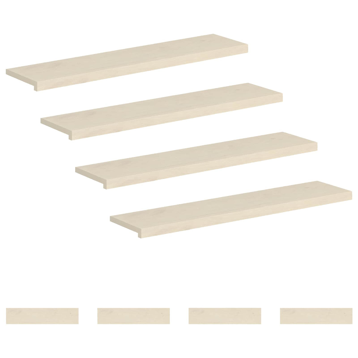 Stair Tread Solid Oak Wood Depth 30 cm 8 White 110 cm