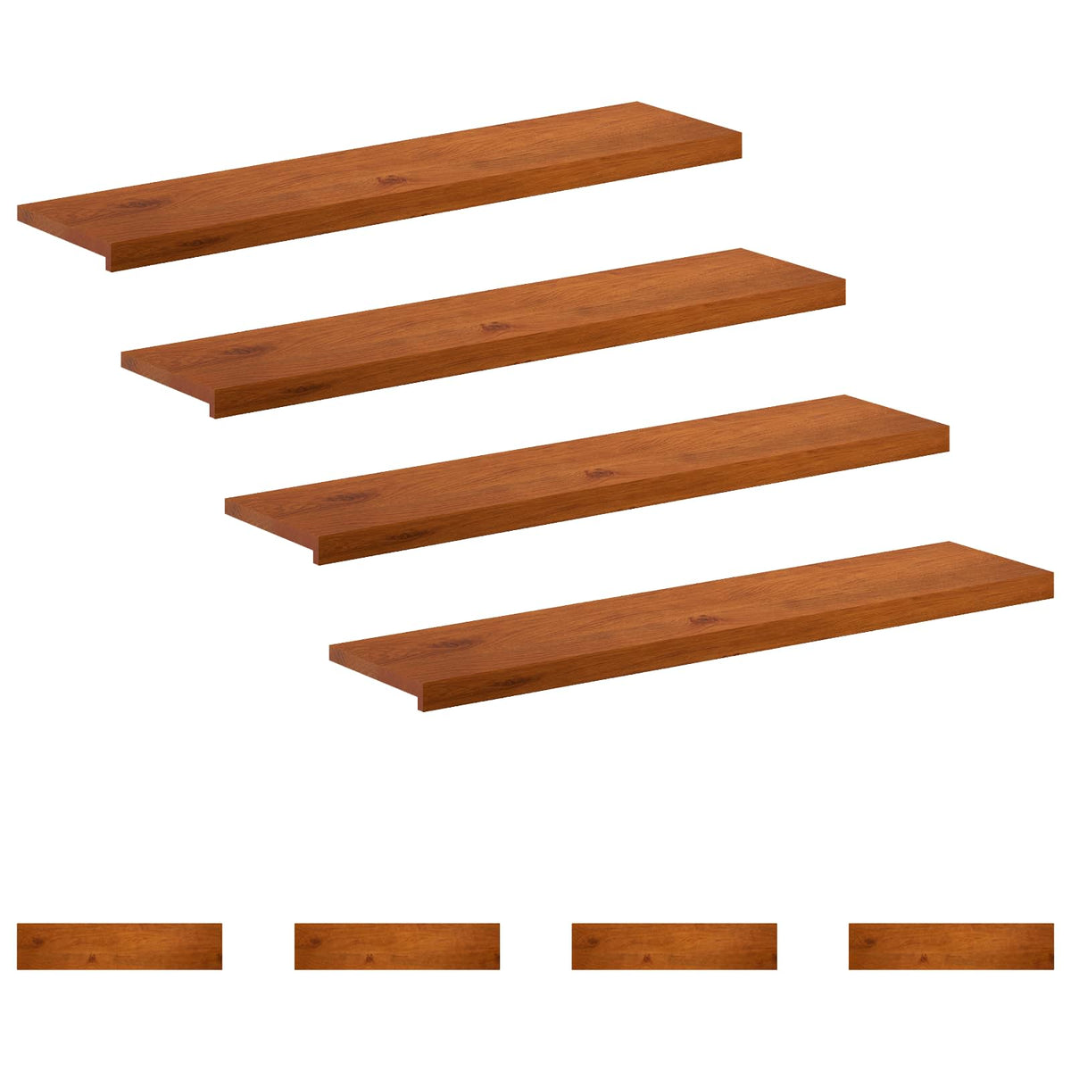 vidaXL Stair Tread 8 pcs 110 x 25 x 2 cm Brown Solid Oak Wood 2
